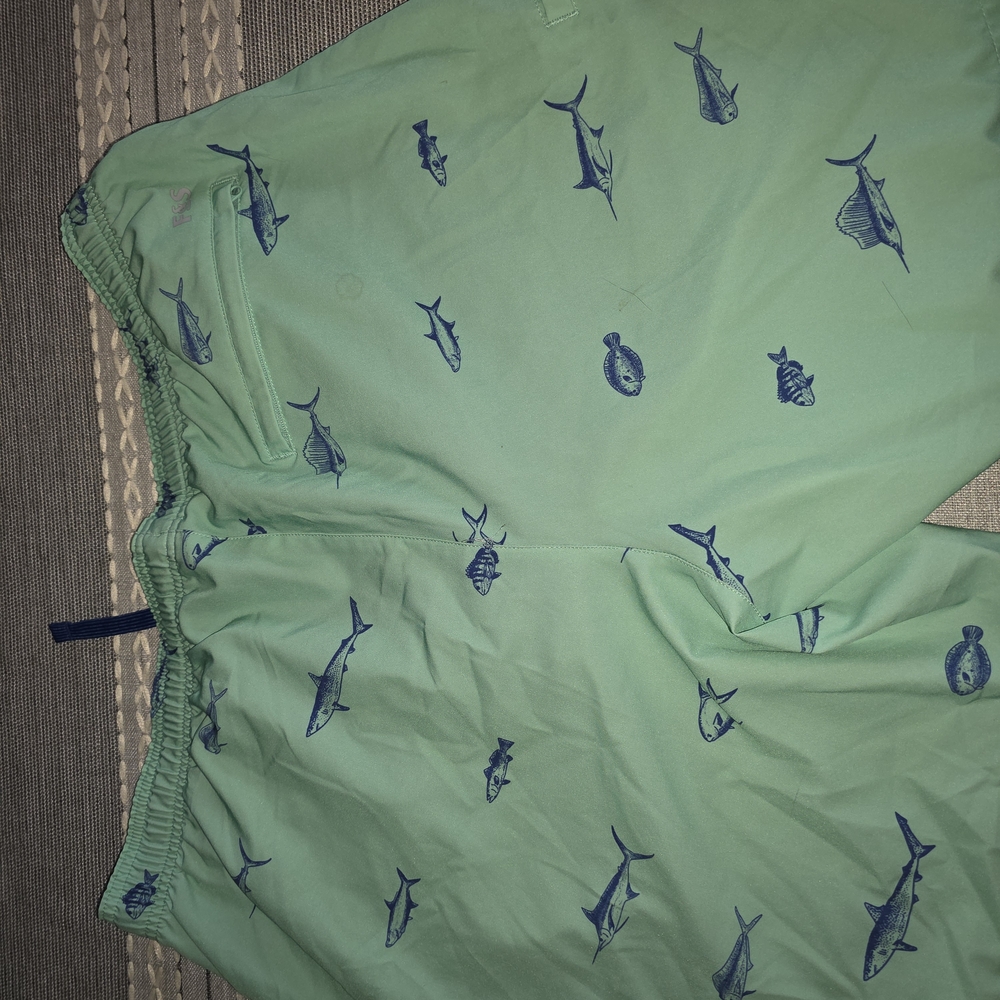 Field & Stream Green Swim Trunks with Blue Fish Print - Picture 4 of 4